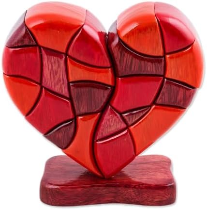 Red Romantic Love Heart Shaped Wood Sculpture 625 Inch Tall