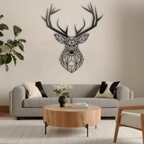 XXQ Geometric Deer Wall Art 24x24 Modern Decor Sculpture