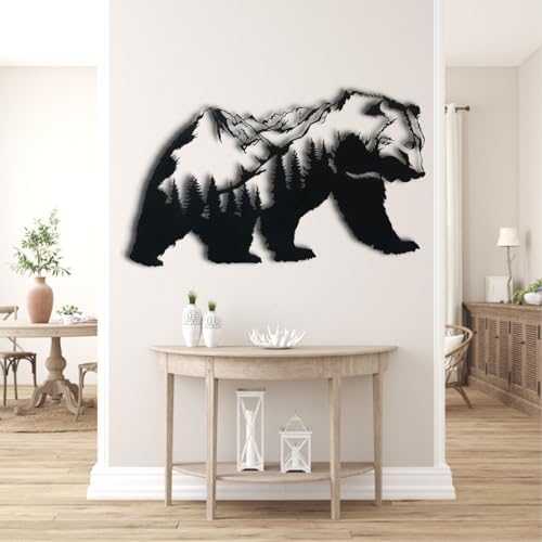 Stylish Metal Bear Wall Sculpture 29x14 Gold