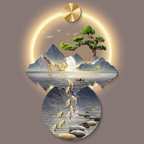 3D Landscape Metal Wall Art with LED Light