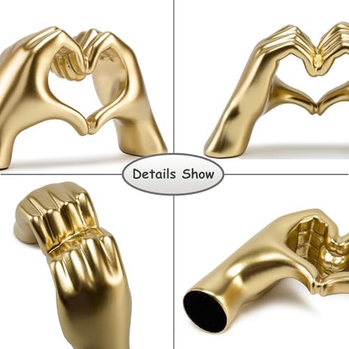 FANTESTICRYAN Heart Hands Love Statue Gold Medium