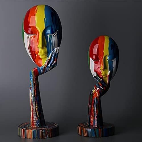 Suruim Colorful Female Face Abstract Sculpture Statue