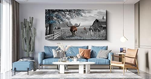 Yiijeah Large Brown Cow Wall Art 58x29 Inches