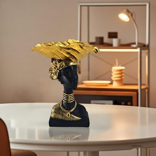 African Tribal Gold Statue Tray - 95 Inch Home Decor