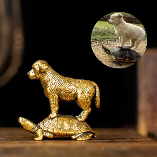 CHOVY Retro TurtleTop Pup Statue - Solid Brass Desk Decor