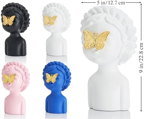 White Girl Bust Statue with Golden Butterfly