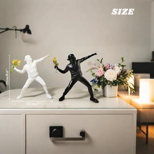 Banksy Flower Thrower Resin Statue Modern Home Decor 86White