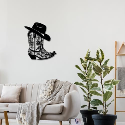 Rajukit Metal Western Cowgirl Boot Wall Decor Black
