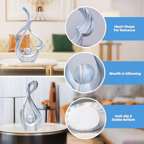 Blue Ceramic Sculptures Home Decor 2pcs Modern Minimalist