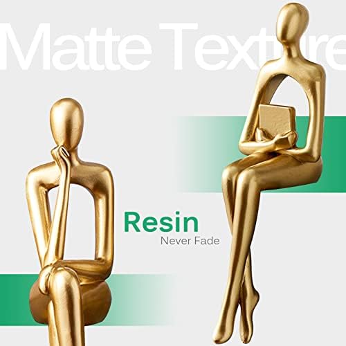 3PCS Gold Resin Thinker Statue Set