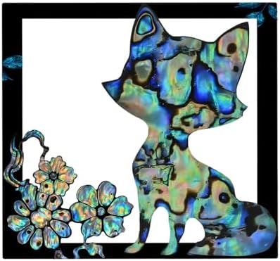 SMAN Holographic Cat Wall Art with Flowers Abstract Decor