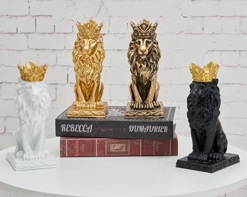 Elegant 9 Inch Resin Lion Statue Decor