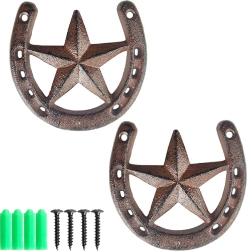 RONYOUNG 2PCS Cast Iron Horseshoe Star Wall Decor