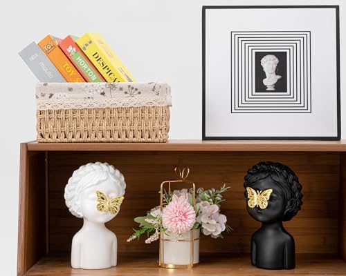 White Girl Bust Statue with Golden Butterfly