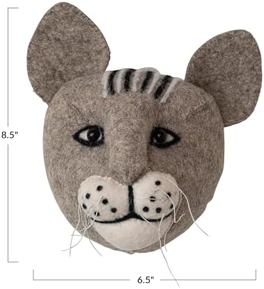 Creative Co Op Handmade Wool Felt Cat Wall Sculpture