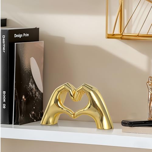 Gold Heart Hands Sculpture for Home Decor