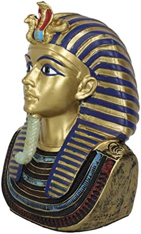 Ebros Golden Cobra and Vulture Nemes Mask Statue of King Tut