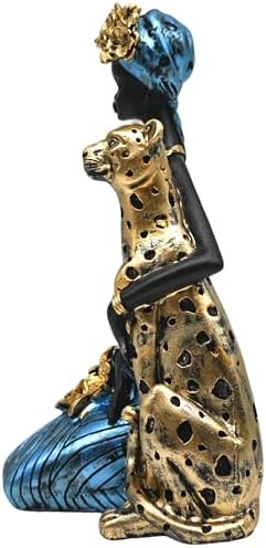 African Tribal Statue 96 Inch Lady Leopard Sculpture