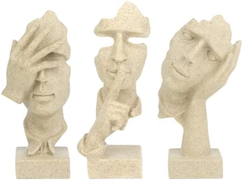 3 Pcs Thinker Statue Abstract Art Resin Decor