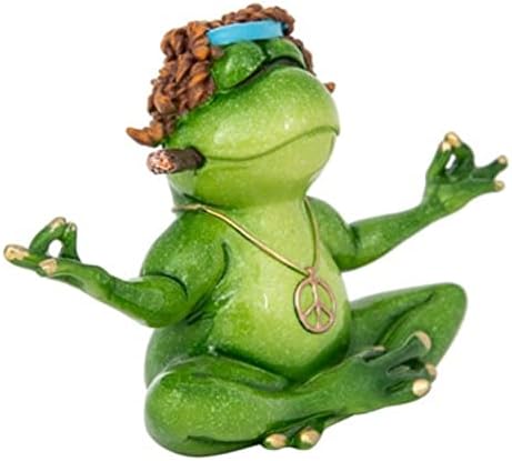 Meditating Yoga Frog Figurine Home Office Desk Decor