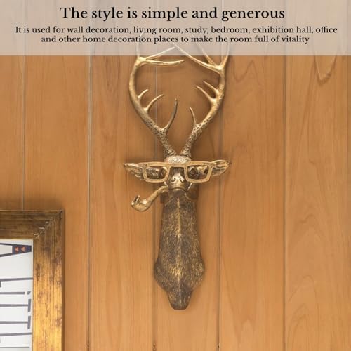 DAUERHAFT Deer Head Wall Sculpture with Glasses and Pipe