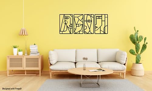 Geometric Abstract Metal Cat Wall Art Set