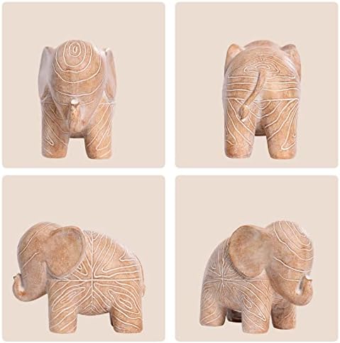 Wooden Elephant Statue African Decor Boho Style