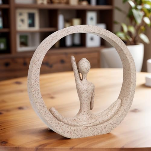 Yoga Lady Statue Sandstone Modern Zen Sculpture Decor