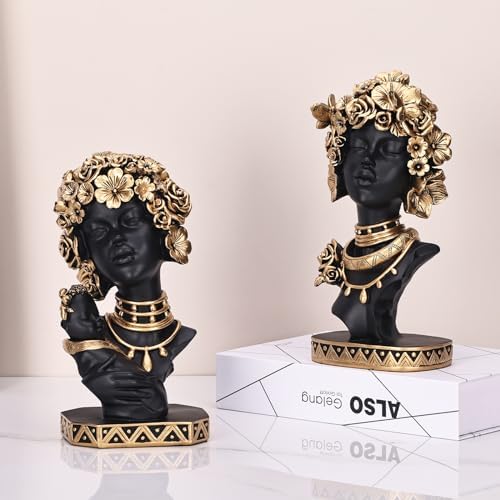 Elegant African American Woman Bust Statue
