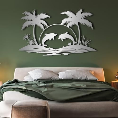 ENJOYOO Coastal Metal Wall Art Dolphin Decor