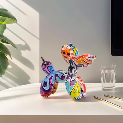 Vibrant Resin Balloon Dog Sculpture for Home Decor
