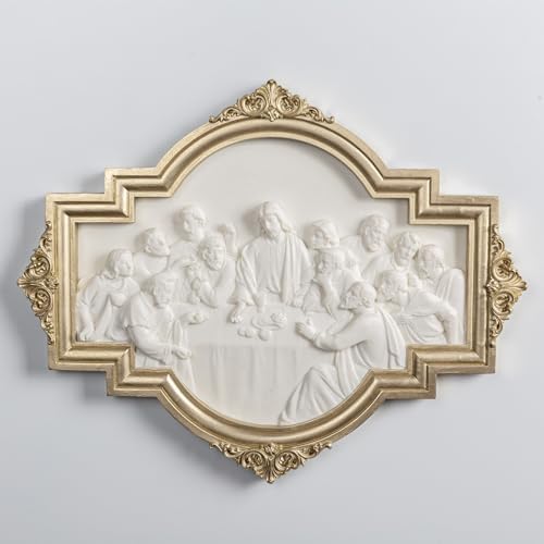 ShineOnAngel Last Supper Wall Sculpture Renaissance Style Gold Framed Relief Wall Art