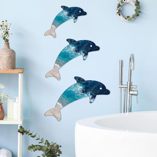 Bucherry 3 Piece Wood Dolphin Wall Decor
