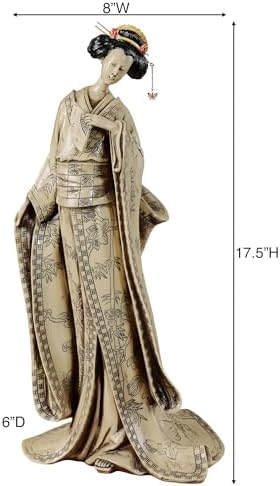 Touch of Class Miyoko Beauty Geisha Sculpture - Resin - Beige Black Red