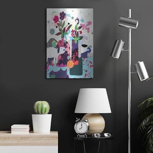 Smiling Dog Still Life Metal Wall Art 16x24