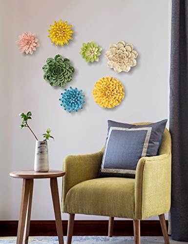 SEINHIJO Ceramic Flower Wall Decor 3D Sculpture Modern Art Gift