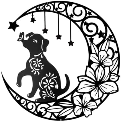 12 Inch Black Metal Dog Wall Sculpture