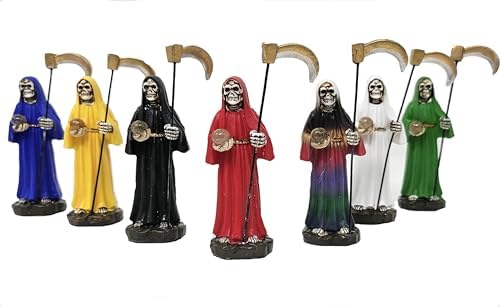 GAIBIJA Santa Muerte Statues 4 Inch Set of 7