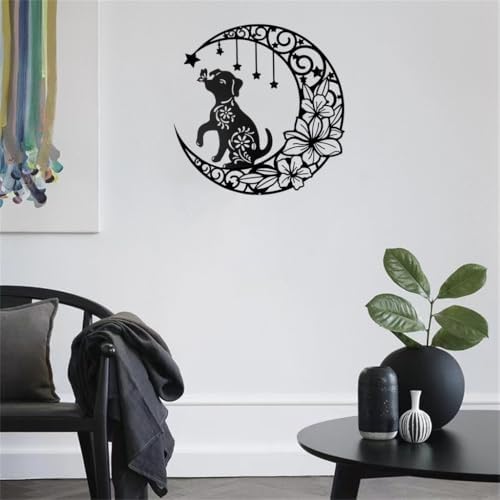 12 Inch Black Metal Dog Wall Sculpture