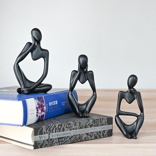 BOPART 3Pcs Black Thinker Statues Decor Set