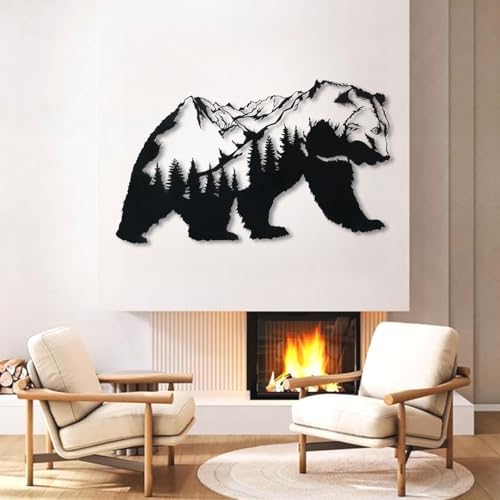 Stylish Metal Bear Wall Sculpture 29x14 Gold