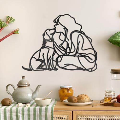 MidGid Women Kissing Dogs Metal Wall Sculpture
