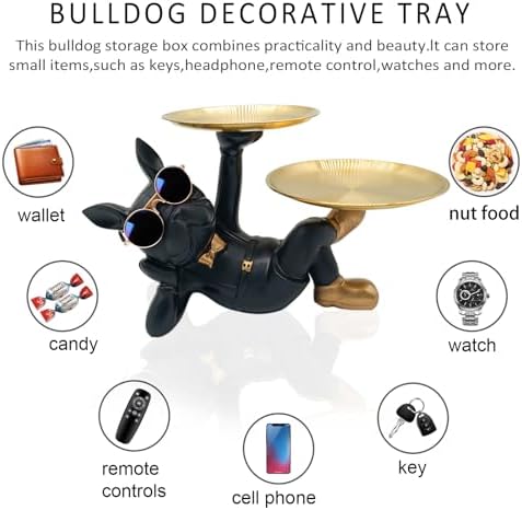 Black Resin Bulldog Decor Sculpture Statue