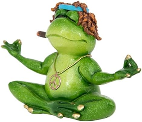 Meditating Yoga Frog Figurine Home Office Desk Decor