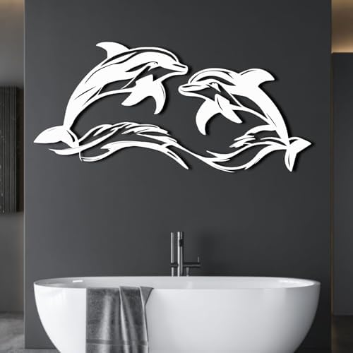 ENJOYOO Metal Dolphin Wall Art - Black 41x19in