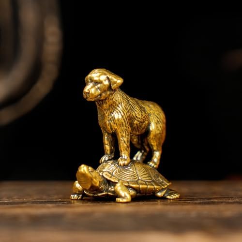 CHOVY Retro TurtleTop Pup Statue - Solid Brass Desk Decor