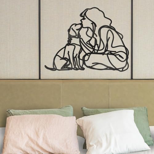 MidGid Women Kissing Dogs Metal Wall Sculpture