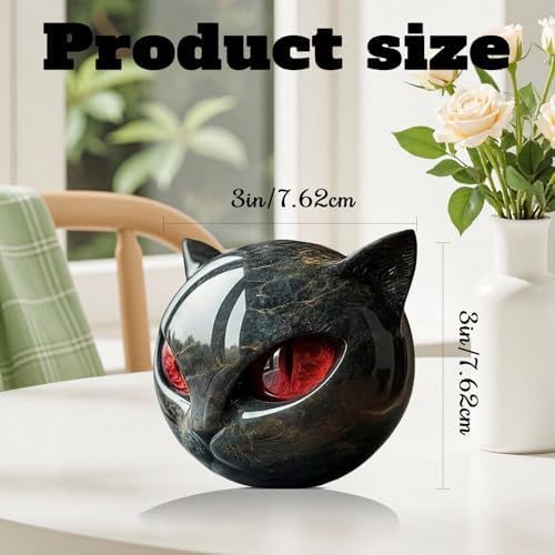 Elegant Black Cat Statue with Amber Eyes