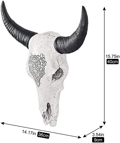 XINGYAN Resin Ox Skull Wall Decor Statue