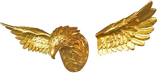 Kelendle Gold Resin Wall Sculpture 3D Eagle Head Decor